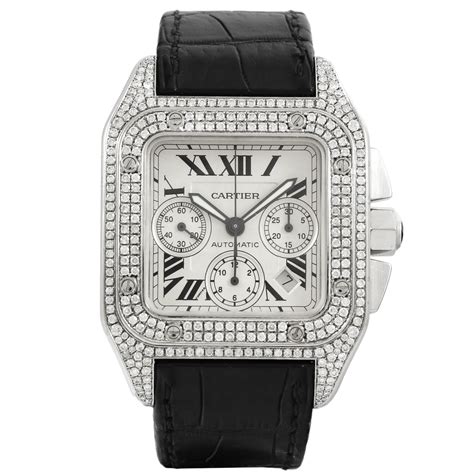 cartier santos 100 ladies diamond|cartier santos 100 chronograph.